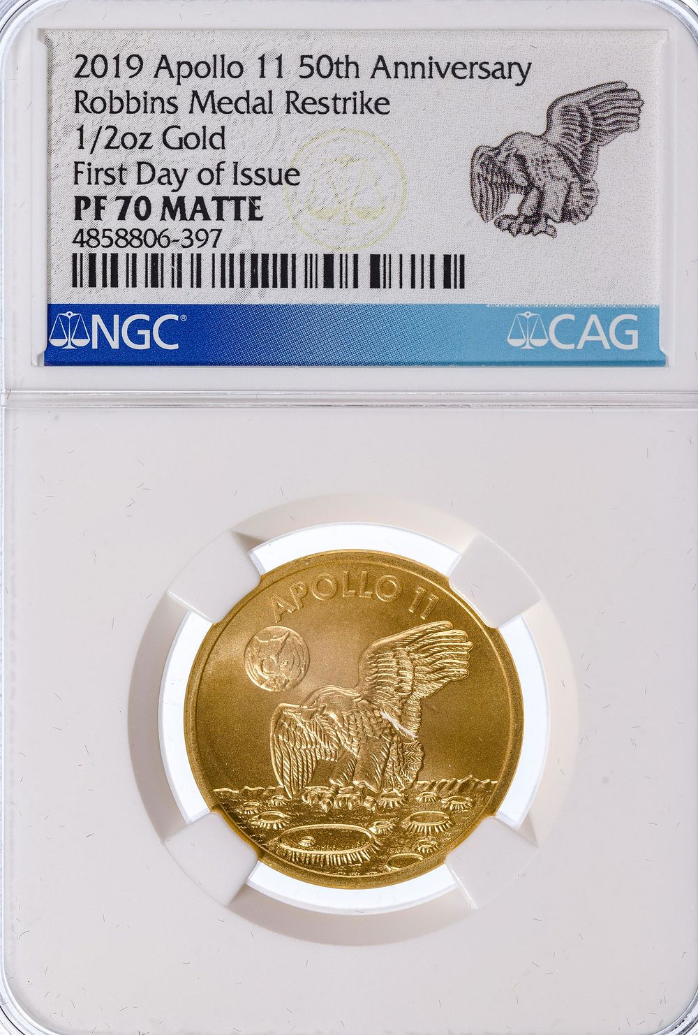 Lot 476: 2019 Apollo 11 50th Anniversary 1/2oz Gold Robbins