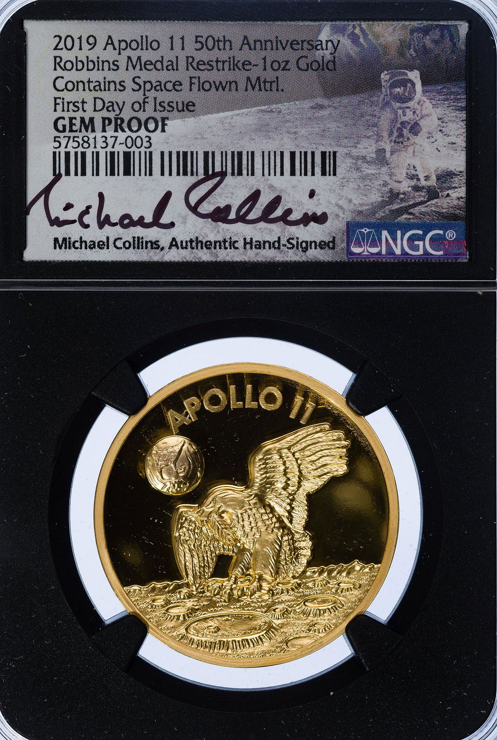 Lot 477: 2019 Apollo 11 50th Anniversary 1oz Gold Robbins Medal