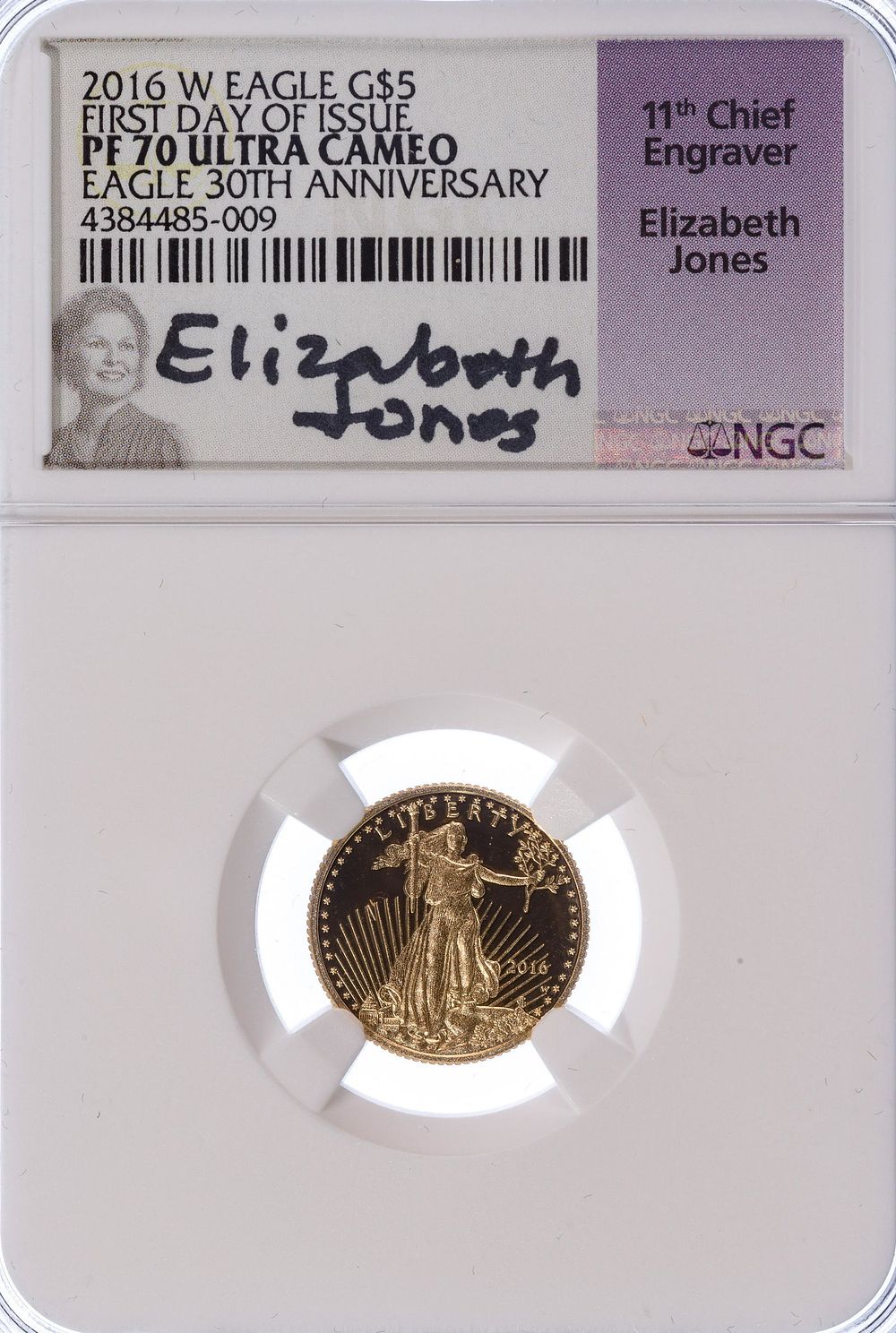 Lot 485: 2016 $5 Gold Eagle PF-70 Ultra Cameo NGC
