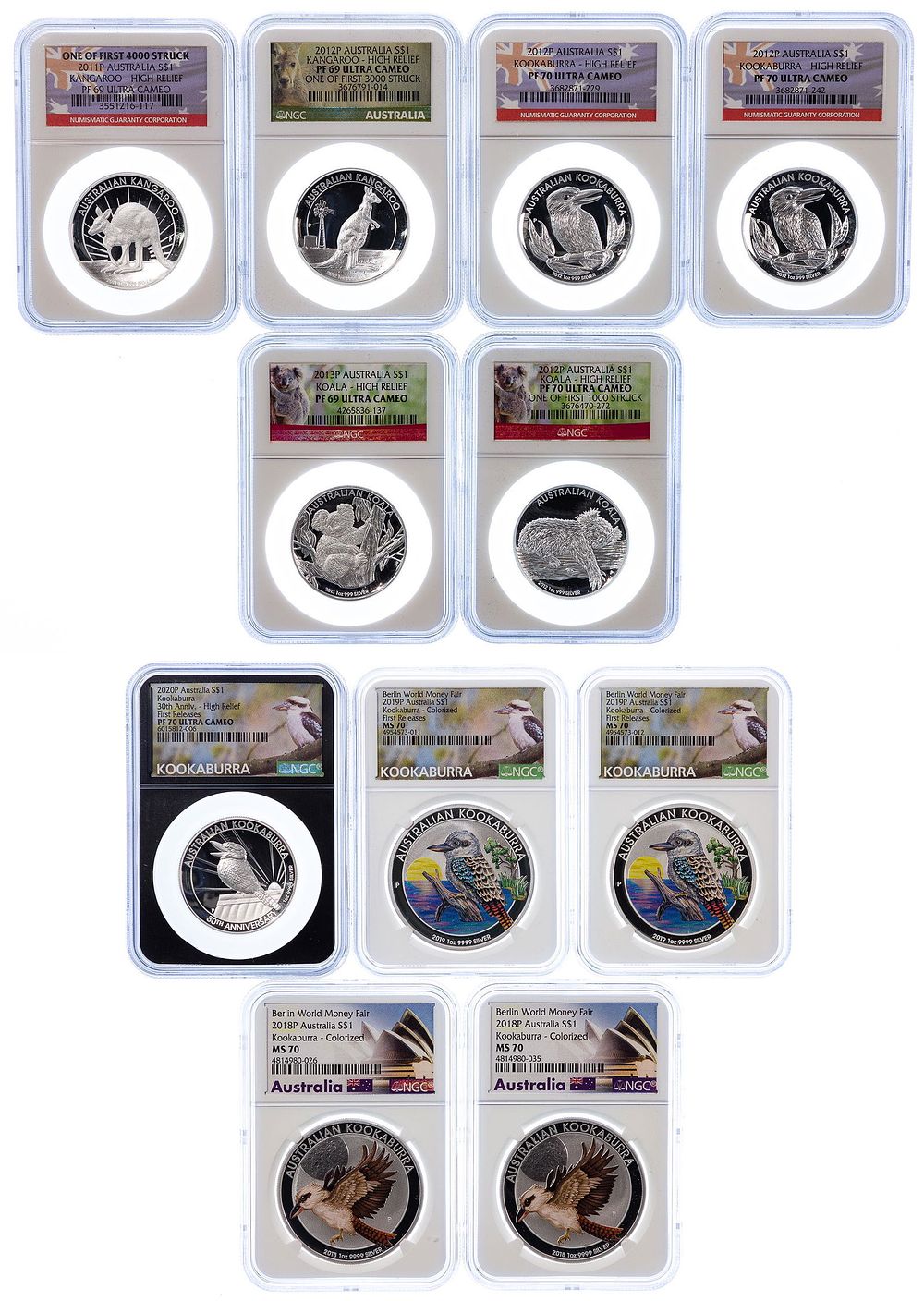 Lot 505: Australian: Silver $1 NGC Graded Assortment