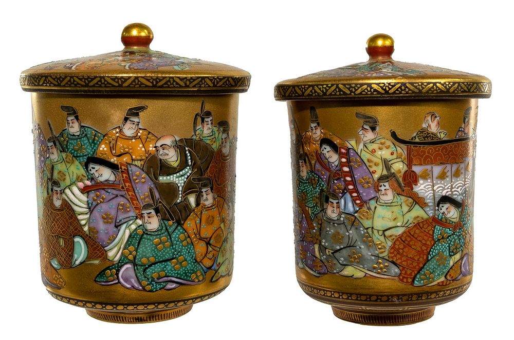 Lot 173: Japanese Kutani Wedding Set Covered Cups