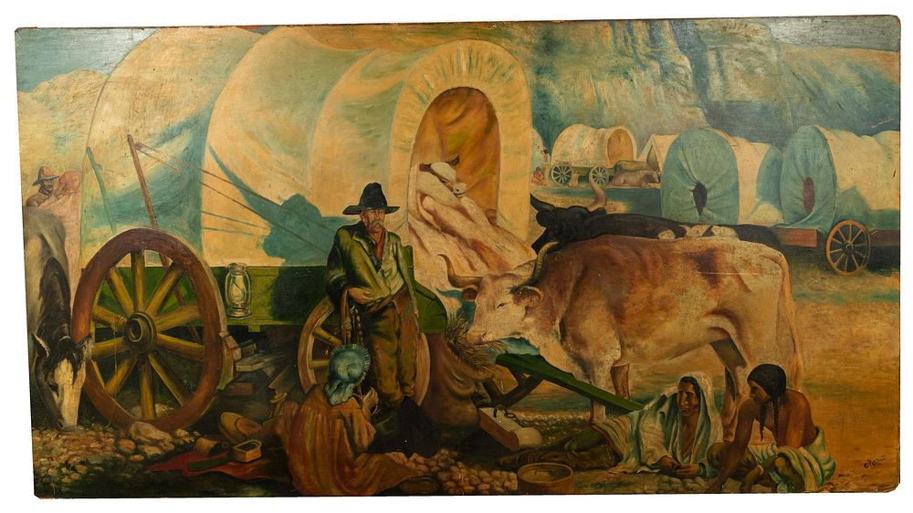 Lot 207: C. Pierce (American, 20th Century) Oil on Masonite