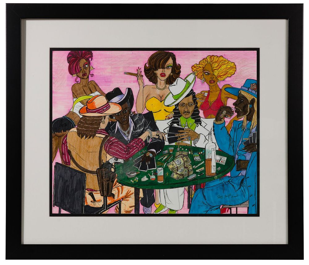 Lot 239: Tony 'Bright' Davis (American, b.1962) 'Poker' Pen and