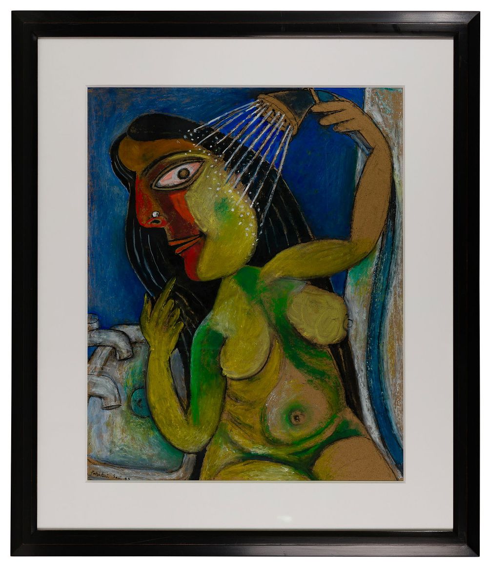 Lot 264: Paritosh Sen (Indian, 1918-2008) 'Woman Under Shower'