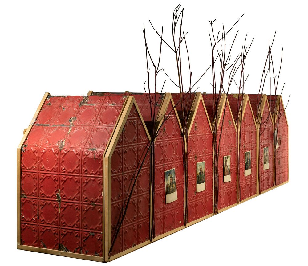 Lot 284: Folk Art Red House Art Sculpture