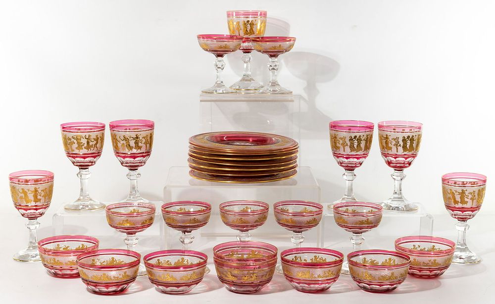 Lot 330: Val Saint Lambert "Danse de Flore" and "Beaudoin Rose"