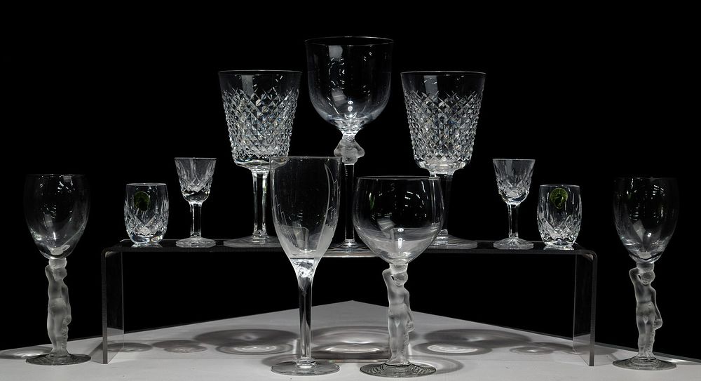 Lot 334: Lalique and Waterford Crystal Stemware Assortment