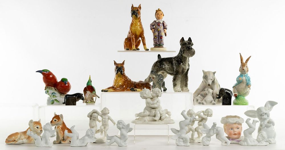 Lot 389: Porcelain and Metallic Figurine Assortment