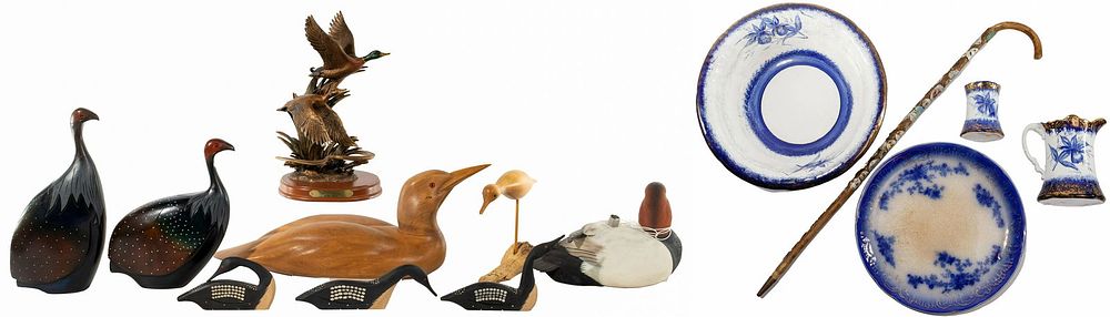 Lot 390: Lladro, Carved Duck and Decorative Object Assortment