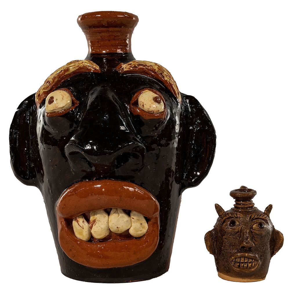Lot 391: Albert Hodge Ugly Face Pottery Jugs