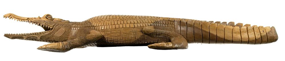 Lot 414: Folk Art Carved Wood Alligator
