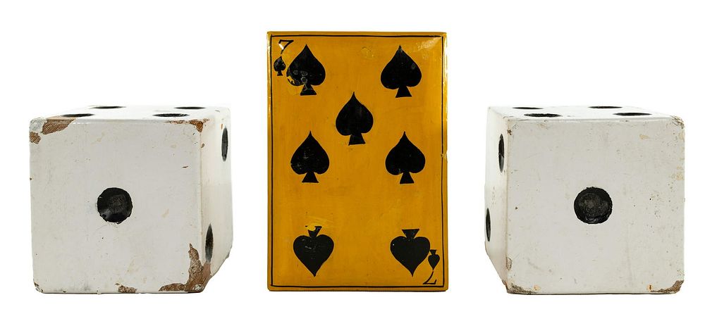 Lot 416: Folk Art Dice and Cardholder