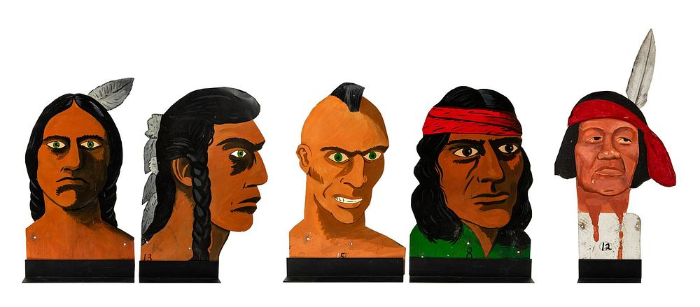 Lot 417: Folk Art Painted Metal Heads