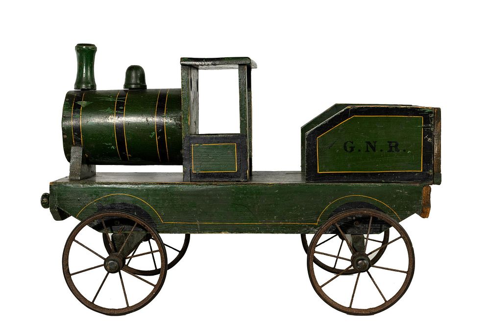 Lot 418: Folk Art Painted Wood Train Engine