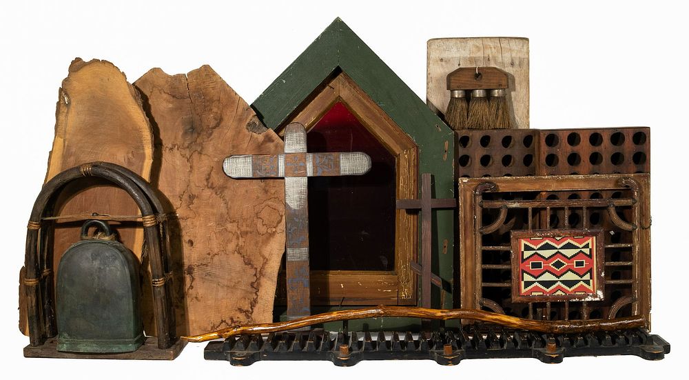 Lot 423: Rustic Style Wooden Object Assortment