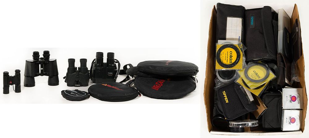 Lot 452: Lens Filter and Binocular Assortment