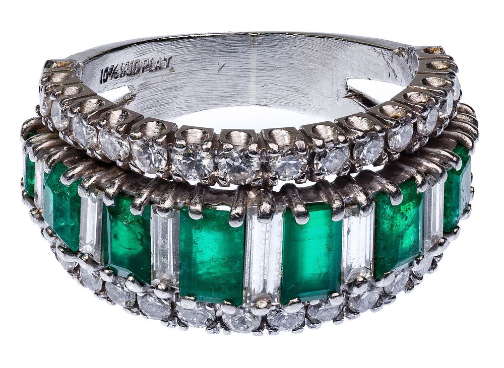 Lot 469: Platinum, Emerald and Diamond Ring