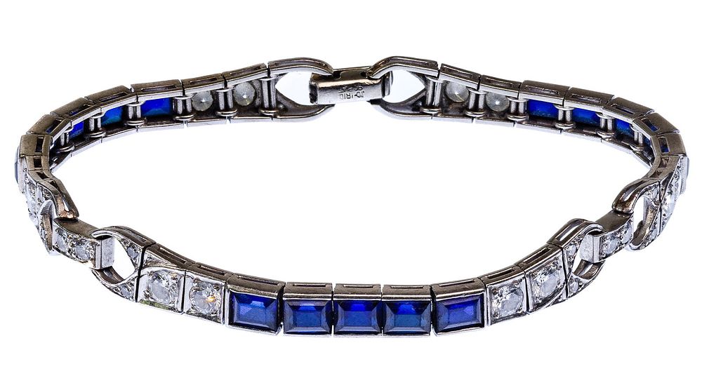 Lot 471: Platinum, Sapphire and Diamond Bracelet