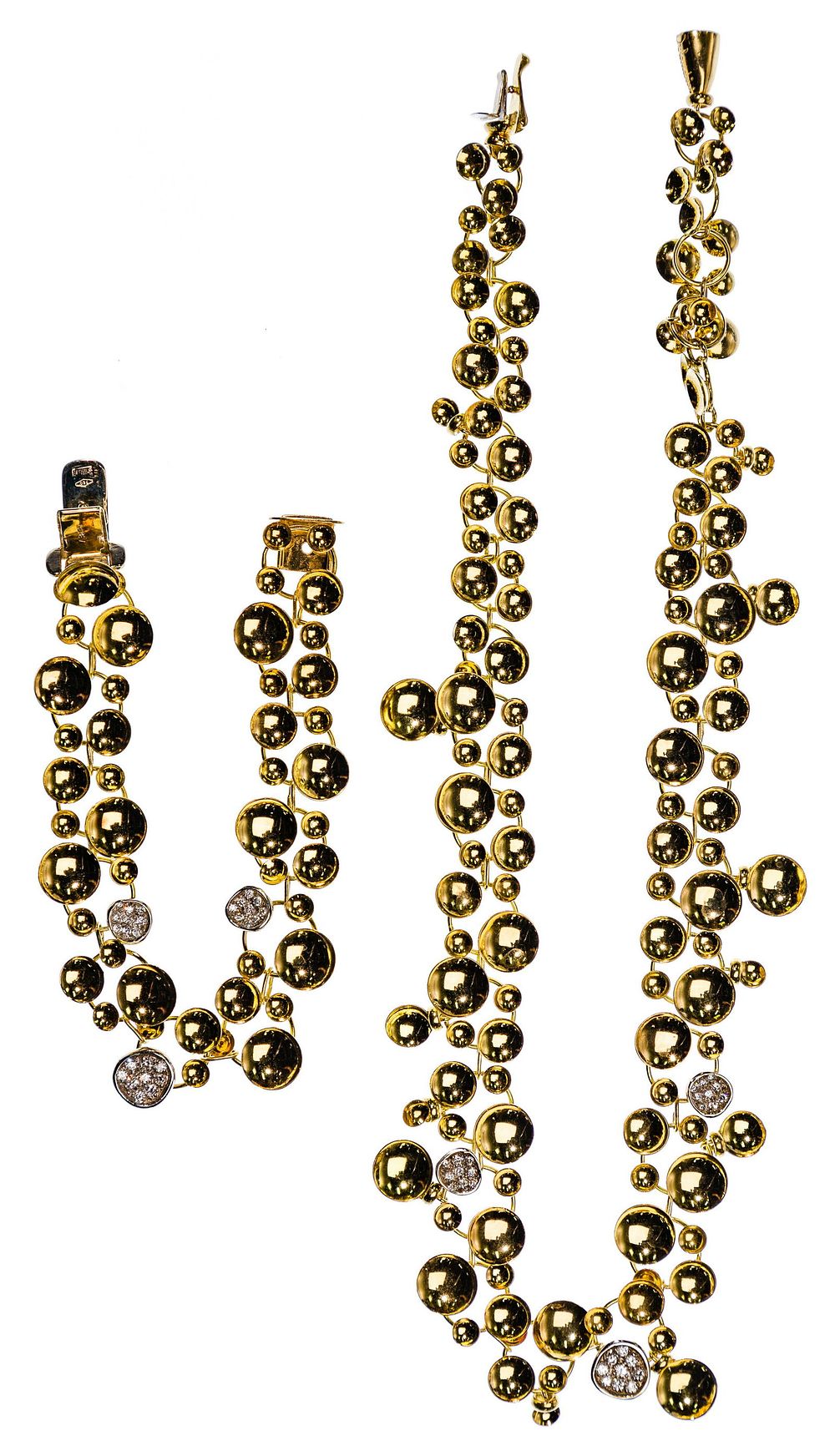Lot 475: Orlandini 18k Bi-Color Gold Necklace and Bracelet