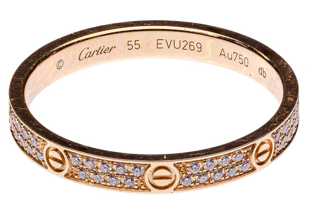Lot 481: Cartier 18k Rose Gold and Diamond 'Love' Ring