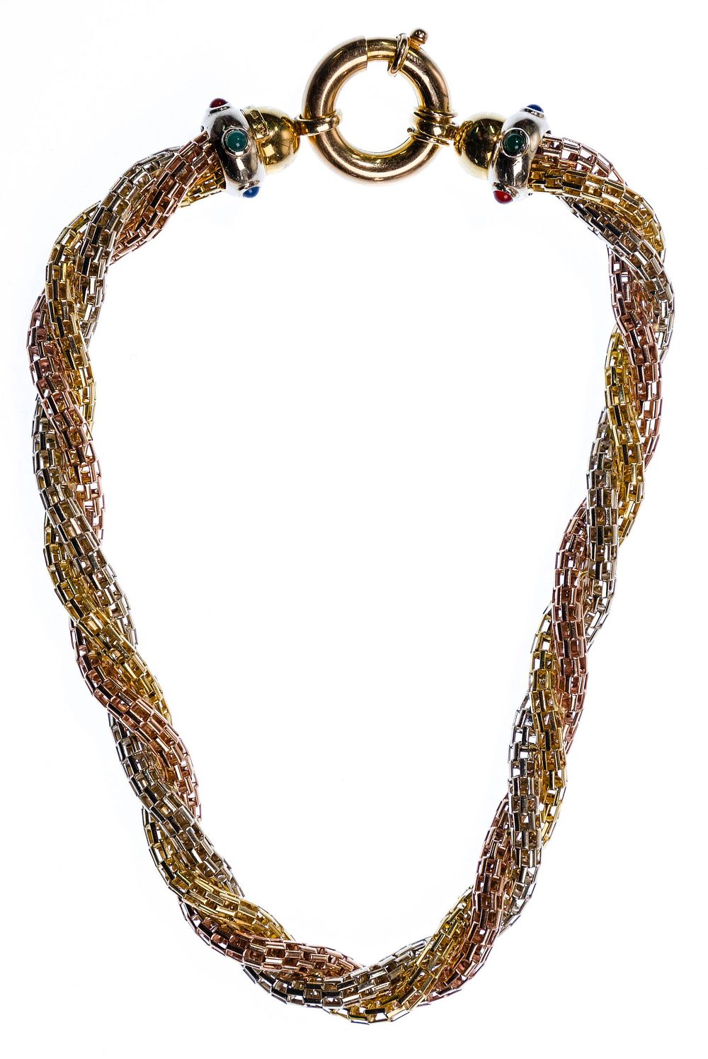 Lot 504: 14k Tri-Color Gold Twisted Necklace