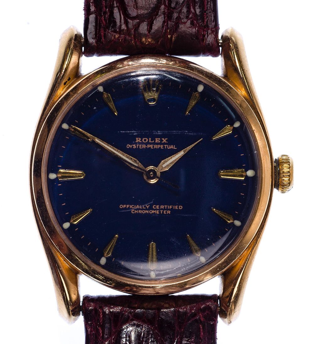 Lot 553: Rolex 18k Yellow Gold Case Oyster Perpetual Wrist Watch