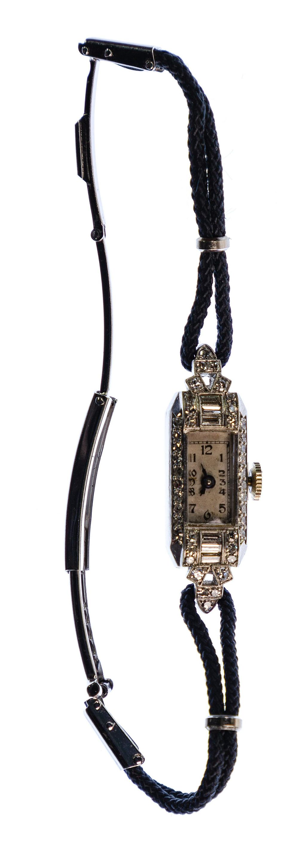 Lot 570: Hebe Platinum and Diamond Case Wrist Watch