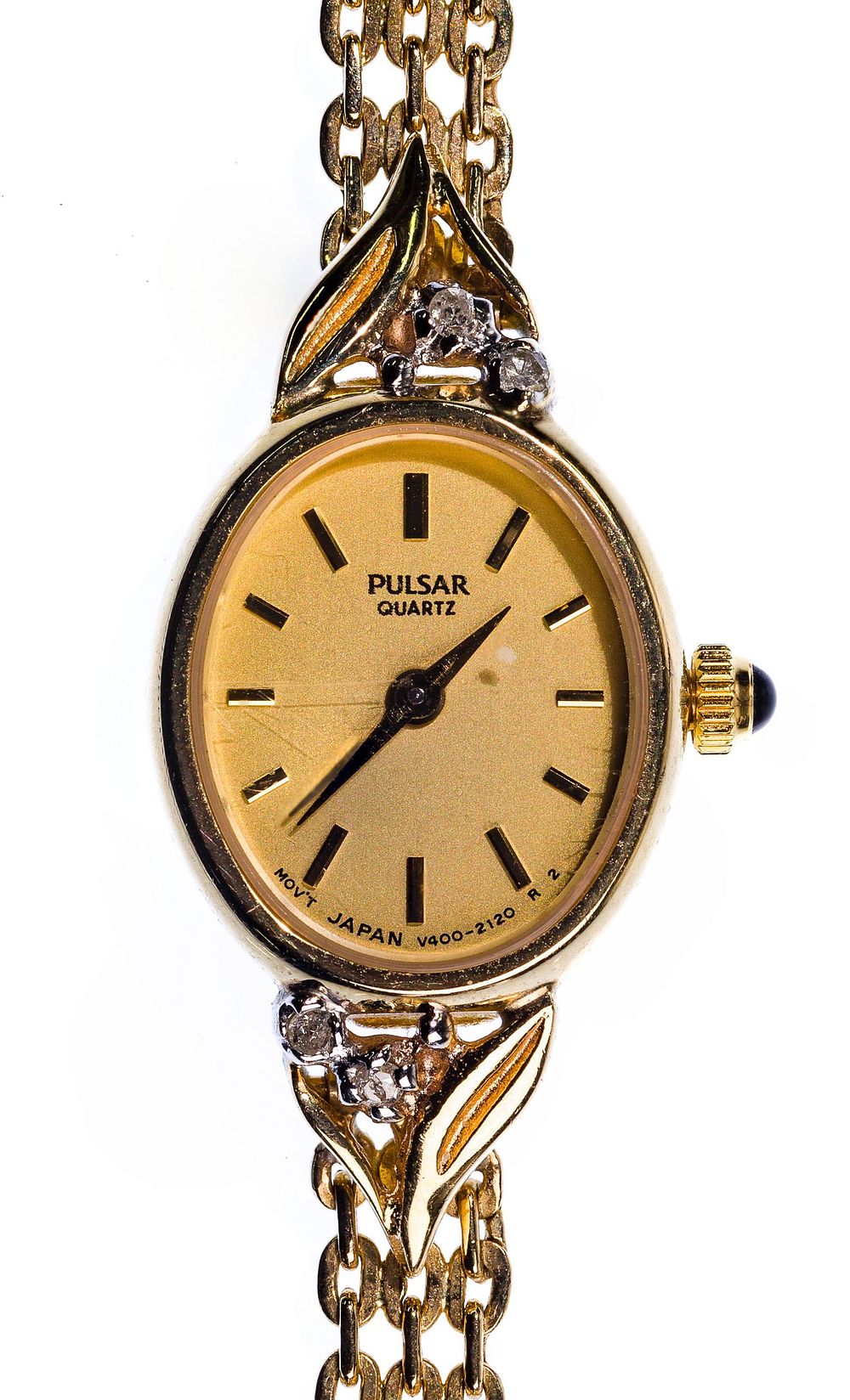 Lot 573: Pulsar 14k Yellow Gold Case and Band Quartz Wrist Watch