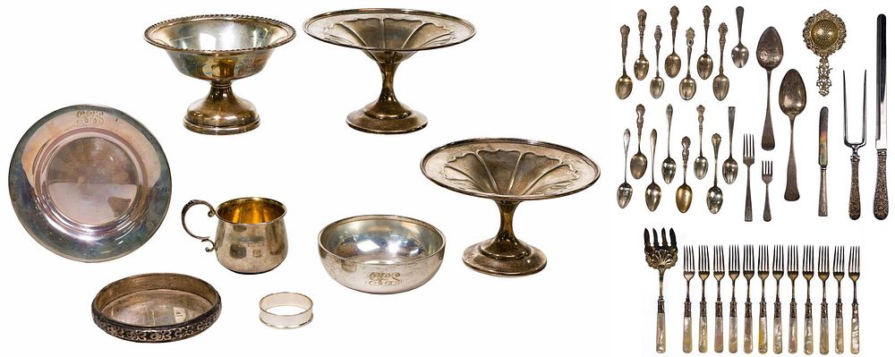 Lot 625: Sterling and Coin Silver Object Assortment