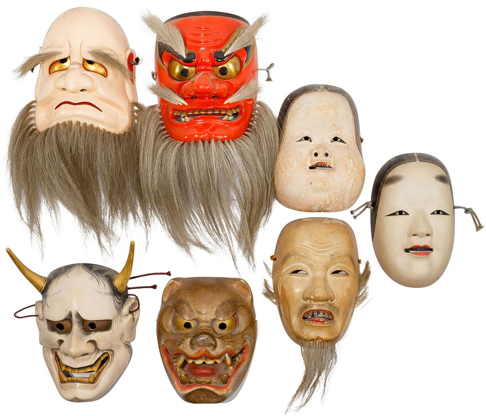 Lot 151: Japanese Carved Wood Mask Assortment
