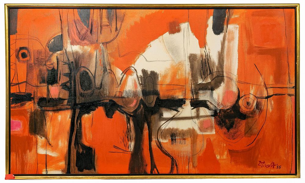 Lot 169: Douglas D. Craft (American, b.1924) 'Study in Red' Oil