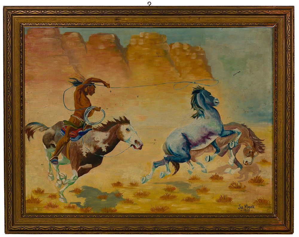 Lot 172: Jas. Masek (American, 20th Century) Oil on Board