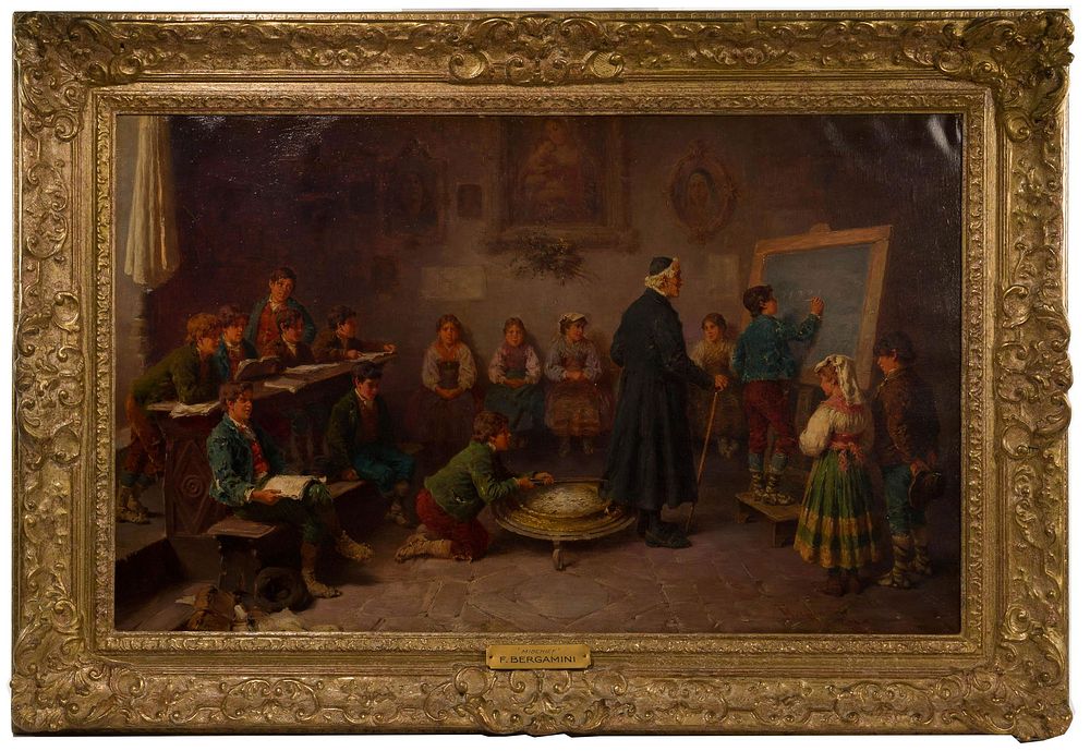 Lot 201: Francesco Bergamini (Italian, 1815-1883) 'Mischief' Oil