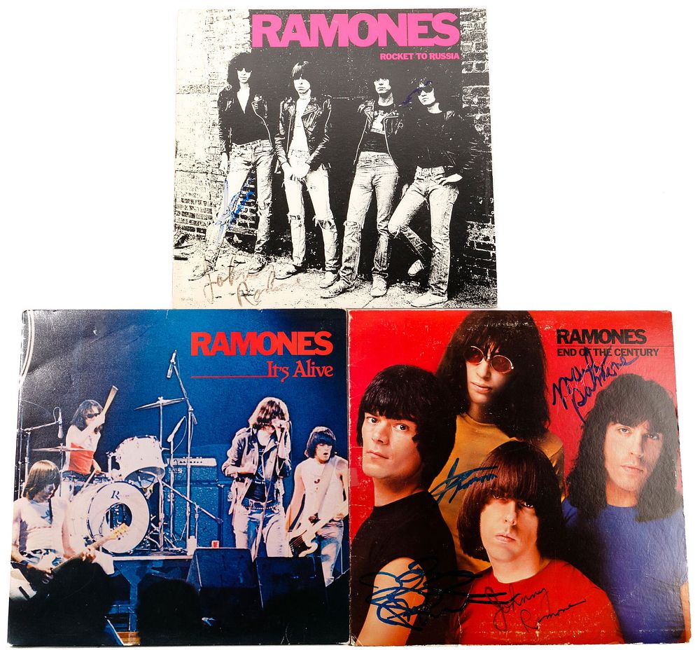 Lot 331: Ramones Autographed Vinyl LP Record Assortment