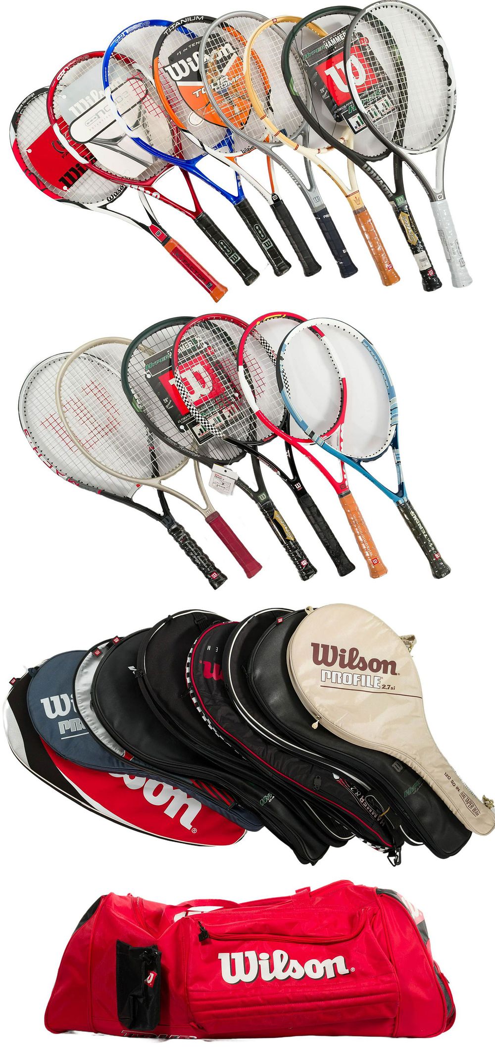 Lot 344: Wilson Classic Tennis Racket Assortment