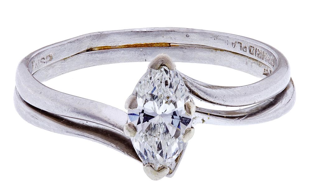 Lot 372: Platinum and Diamond Engagement and Wedding Ring