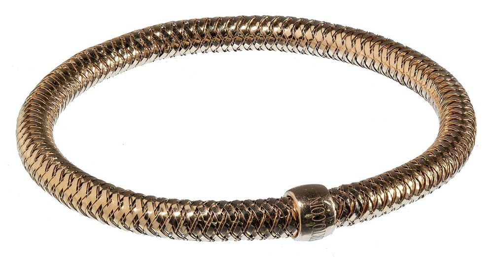 Lot 380: Roberto Coin 18k Rose Gold Stretch Bangle Bracelet
