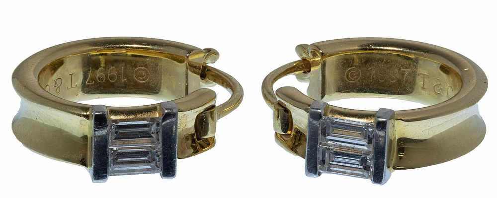 Lot 382: Tiffany & Co 18k Yellow Gold and Diamond Pierced