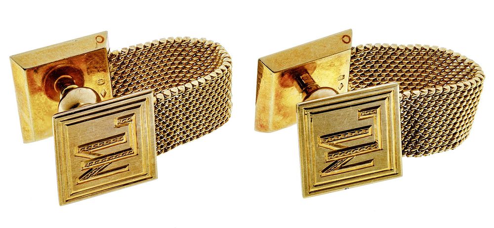 Lot 387: 18k Yellow Gold Cufflinks