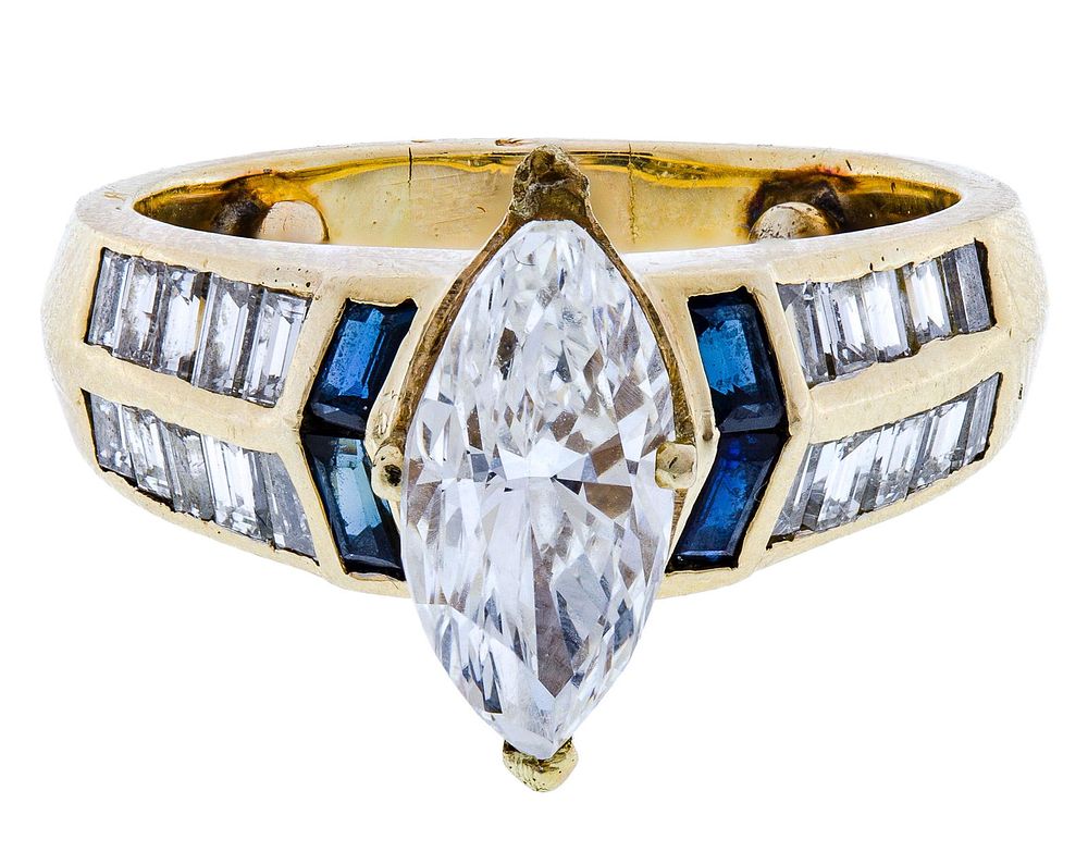 Lot 400: 14k Gold, Sapphire and Diamond Ring