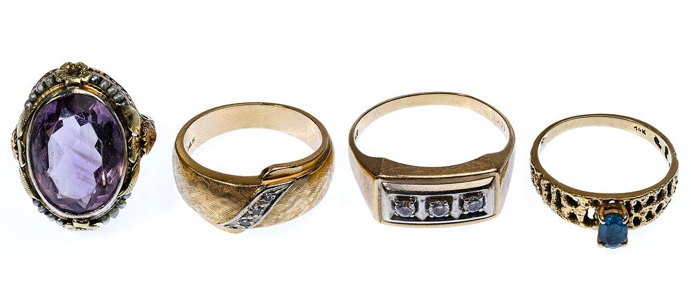 Lot 404: 14k Yellow and White Gold Ring Assortment