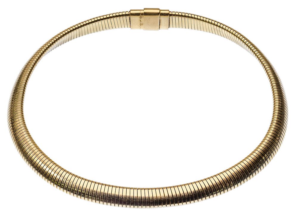 Lot 413: Forstner 14k Yellow Gold Omega Stretch Choker Necklace