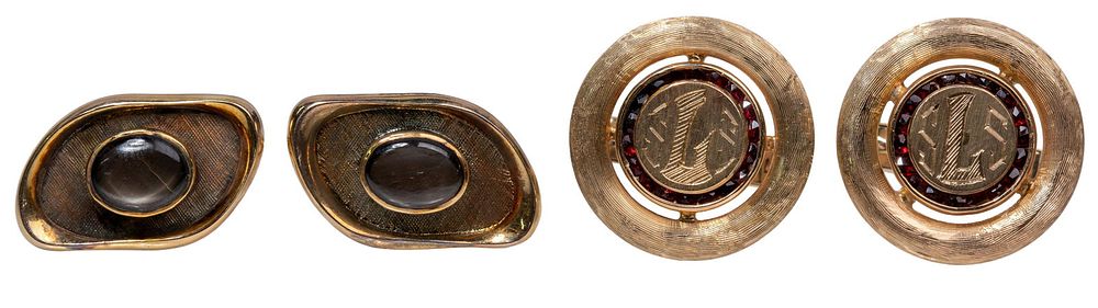 Lot 418: 14k Yellow Gold and Gemstone Cufflink Sets