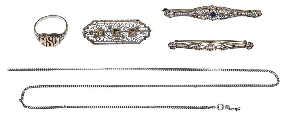 Lot 445: 14k and 10k White Gold Jewelry Assortment