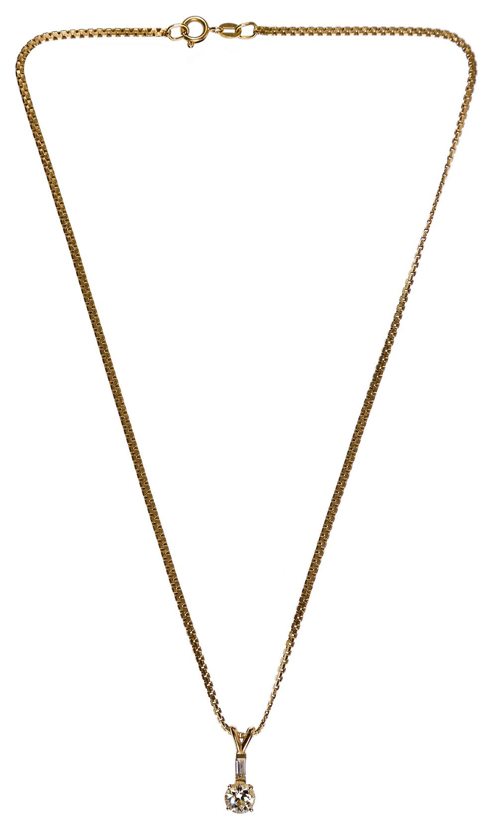 Lot 447: 14k Gold and Diamond Pendant and 18k Gold Necklace