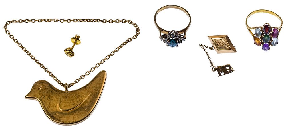 Lot 453: Gold Jewelry and Georg Jensen Gold Plated Ornament