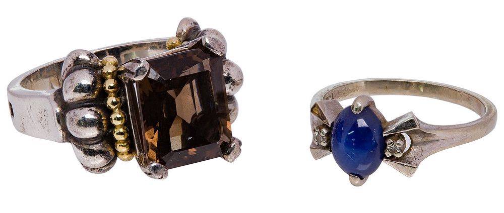 Lot 455: Lagos Caviar Sterling Silver and 18k Gold Ring