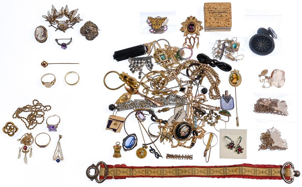 Lot 458: Mixed Gold, Sterling Silver and Costume Jewelry