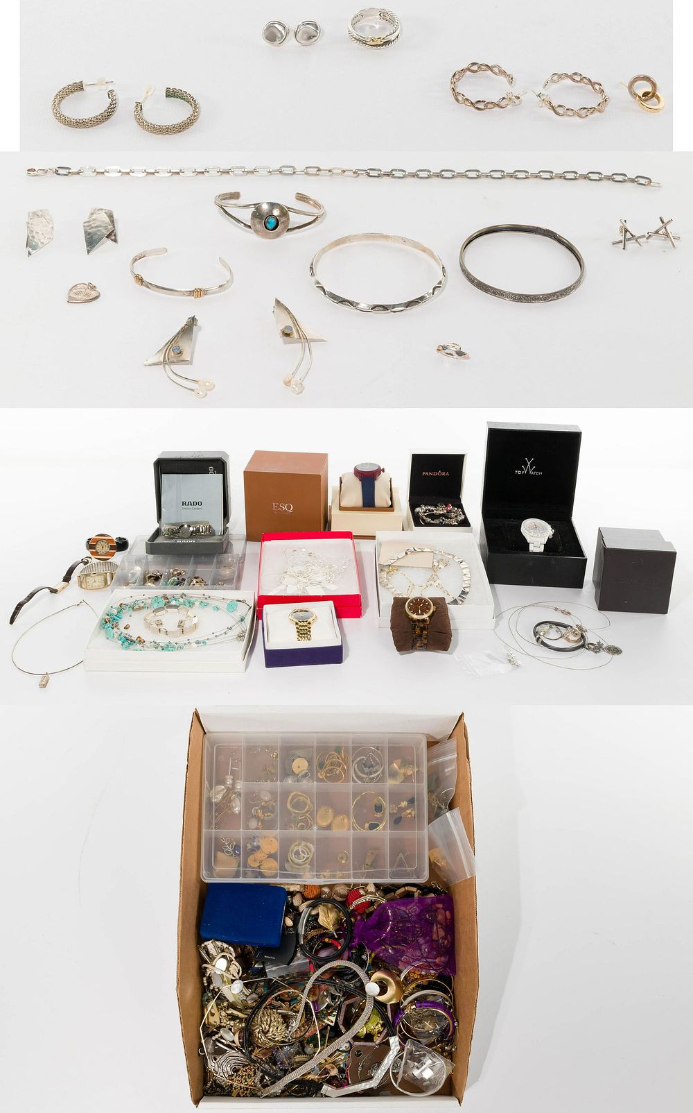 Lot 496: 14k Yellow Gold, Sterling Silver, Costume Jewelry and W