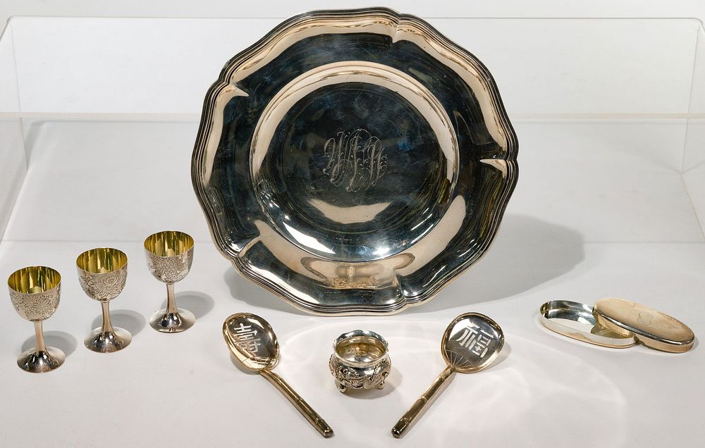 Lot 544: Asian Silver Hollowware and Flatware Assortment